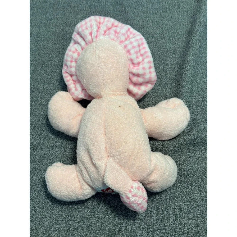 Baby Ty Gwowls the Lion Pink Bonnet Gingham Check Mane Stuffed Animal Plush Toy